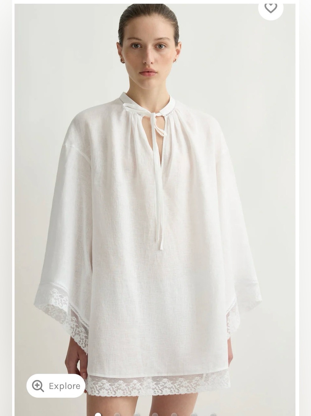 Posse Veronica Kaftan White Mini Dress with Lace Trim size: S